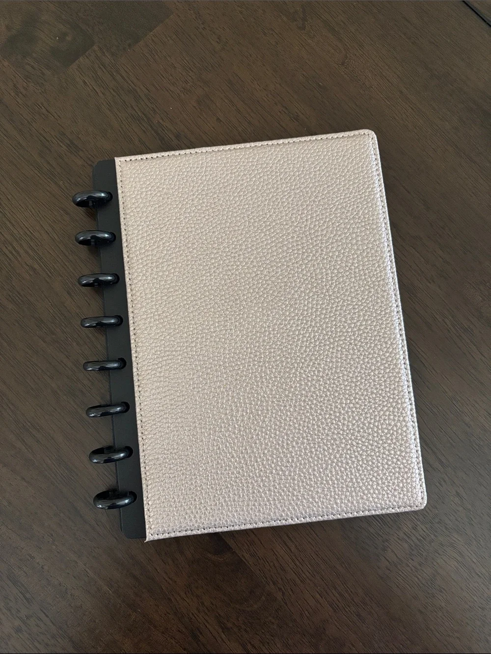 TUL Half Letter / Junior Size Disc Planner Cover Pebbled Light Rose Gold Leather